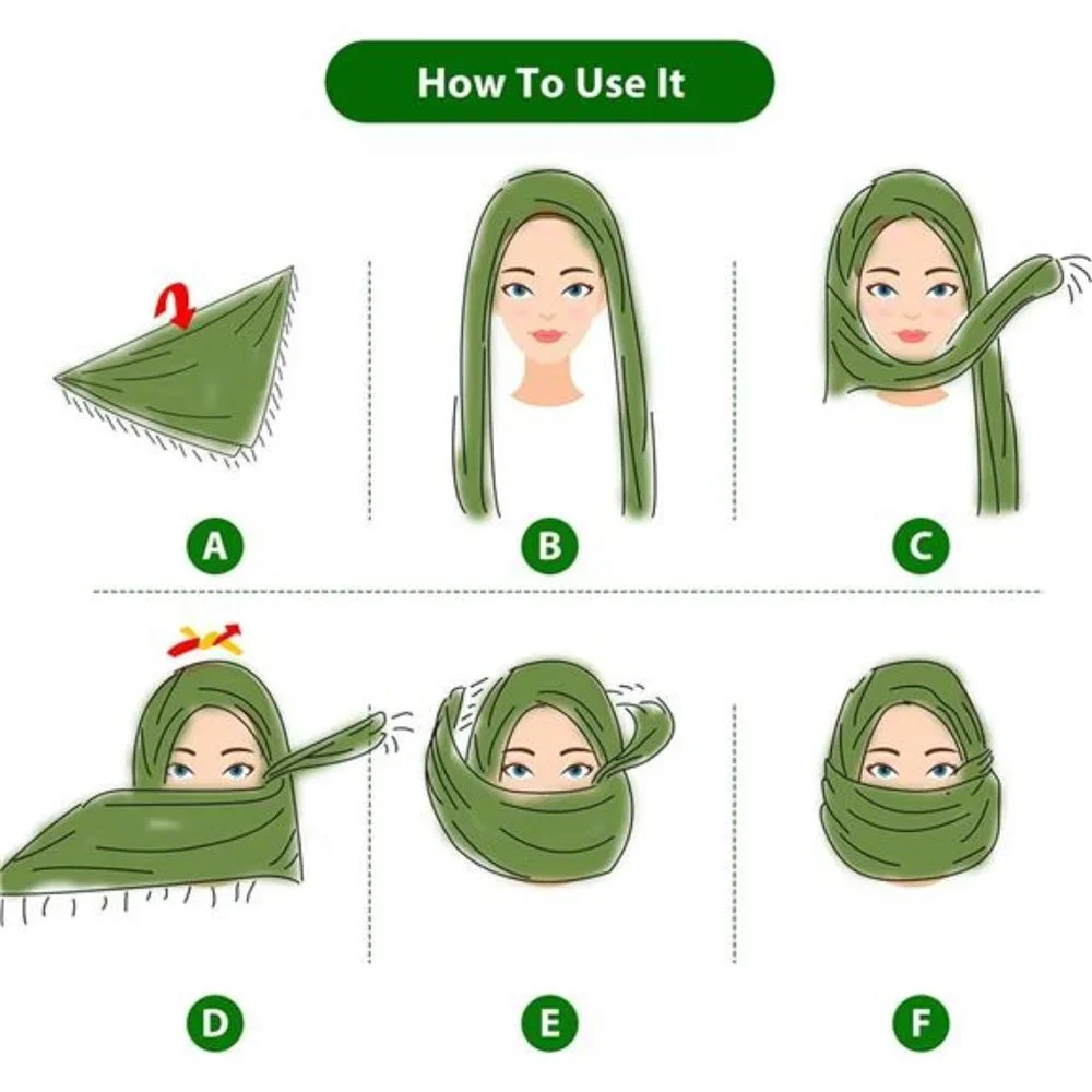 3 Pieces Unisex Scarf Turban Plaid Fringe Scarves